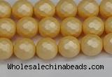 CSB1821 15.5 inches 6mm faceetd round matte shell pearl beads