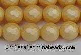 CSB1823 15.5 inches 10mm faceetd round matte shell pearl beads