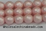 CSB1831 15.5 inches 6mm faceetd round matte shell pearl beads