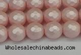 CSB1832 15.5 inches 8mm faceetd round matte shell pearl beads