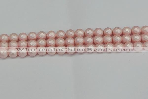 CSB1833 15.5 inches 10mm faceetd round matte shell pearl beads