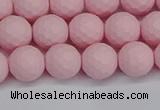 CSB1841 15.5 inches 6mm faceetd round matte shell pearl beads