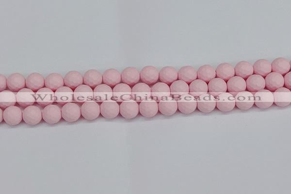 CSB1842 15.5 inches 8mm faceetd round matte shell pearl beads