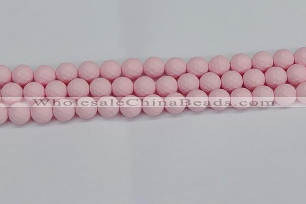 CSB1843 15.5 inches 10mm faceetd round matte shell pearl beads