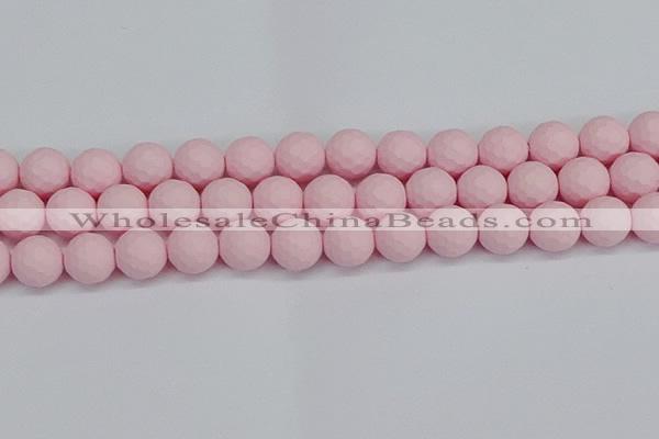 CSB1844 15.5 inches 12mm faceetd round matte shell pearl beads