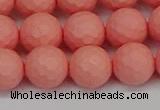 CSB1853 15.5 inches 10mm faceetd round matte shell pearl beads