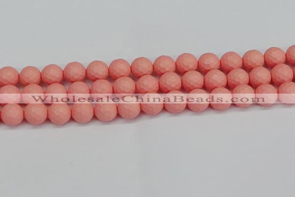 CSB1854 15.5 inches 12mm faceetd round matte shell pearl beads