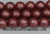 CSB1861 15.5 inches 6mm faceetd round matte shell pearl beads