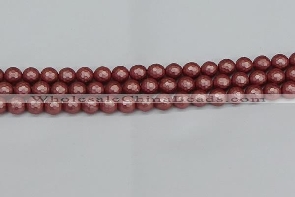 CSB1862 15.5 inches 8mm faceetd round matte shell pearl beads