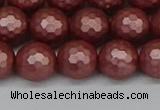 CSB1863 15.5 inches 10mm faceetd round matte shell pearl beads