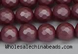 CSB1872 15.5 inches 8mm faceetd round matte shell pearl beads