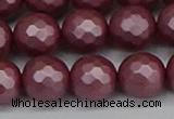 CSB1874 15.5 inches 12mm faceetd round matte shell pearl beads