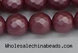 CSB1875 15.5 inches 14mm faceetd round matte shell pearl beads