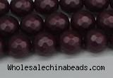 CSB1881 15.5 inches 6mm faceted round matte shell pearl beads