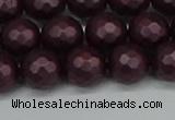 CSB1882 15.5 inches 8mm faceted round matte shell pearl beads