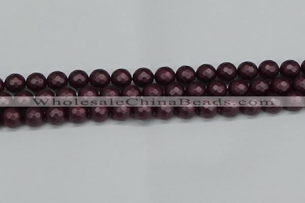 CSB1883 15.5 inches 10mm faceted round matte shell pearl beads