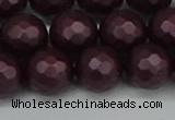 CSB1884 15.5 inches 12mm faceted round matte shell pearl beads