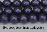 CSB1891 15.5 inches 6mm faceted round matte shell pearl beads