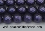 CSB1892 15.5 inches 8mm faceted round matte shell pearl beads