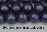 CSB1893 15.5 inches 10mm faceted round matte shell pearl beads