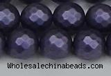 CSB1894 15.5 inches 12mm faceted round matte shell pearl beads