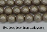 CSB1901 15.5 inches 6mm faceted round matte shell pearl beads