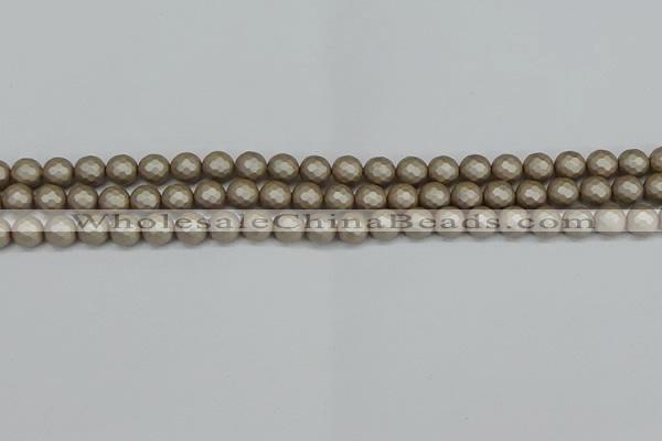 CSB1901 15.5 inches 6mm faceted round matte shell pearl beads