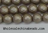 CSB1902 15.5 inches 8mm faceted round matte shell pearl beads