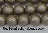 CSB1904 15.5 inches 12mm faceted round matte shell pearl beads