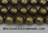 CSB1911 15.5 inches 6mm faceted round matte shell pearl beads