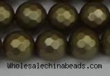 CSB1914 15.5 inches 12mm faceted round matte shell pearl beads