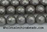 CSB1952 15.5 inches 8mm faceted round matte shell pearl beads