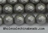 CSB1953 15.5 inches 10mm faceted round matte shell pearl beads