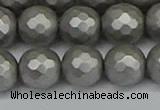 CSB1955 15.5 inches 14mm faceted round matte shell pearl beads