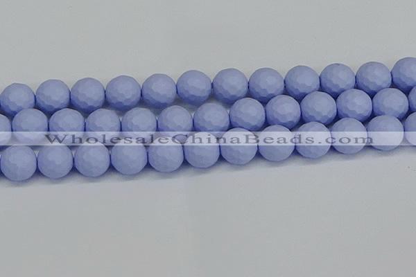 CSB1965 15.5 inches 14mm faceted round matte shell pearl beads