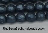 CSB1972 15.5 inches 8mm faceted round matte shell pearl beads