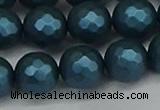 CSB1984 15.5 inches 12mm faceted round matte shell pearl beads