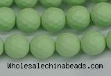 CSB1992 15.5 inches 8mm faceted round matte shell pearl beads