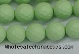 CSB1993 15.5 inches 10mm faceted round matte shell pearl beads