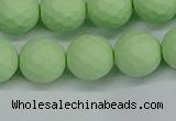 CSB1994 15.5 inches 12mm faceted round matte shell pearl beads