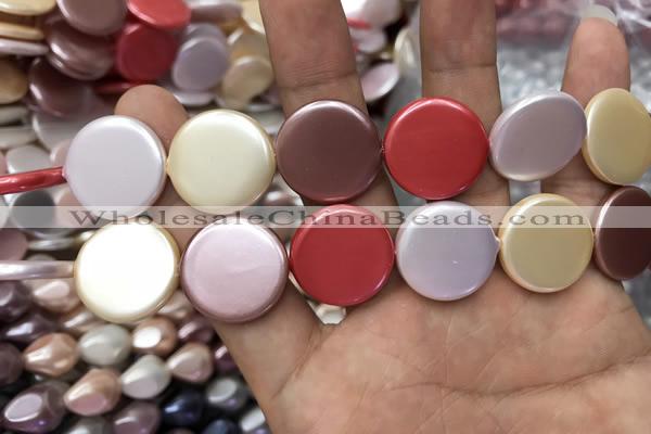 CSB2146 15.5 inches 20mm coin mixed shell pearl beads wholesale