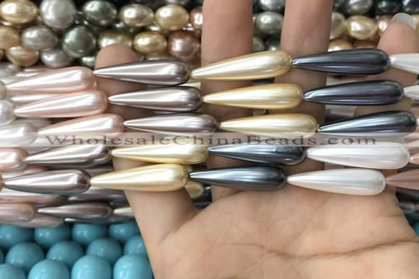 CSB2150 15.5 inches 8*30mm teardrop mixed shell pearl beads