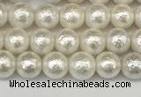 CSB2200 15.5 inches 4mm round wrinkled shell pearl beads wholesale