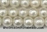 CSB2201 15.5 inches 6mm round wrinkled shell pearl beads wholesale