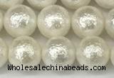 CSB2202 15.5 inches 8mm round wrinkled shell pearl beads wholesale