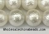 CSB2203 15.5 inches 10mm round wrinkled shell pearl beads wholesale