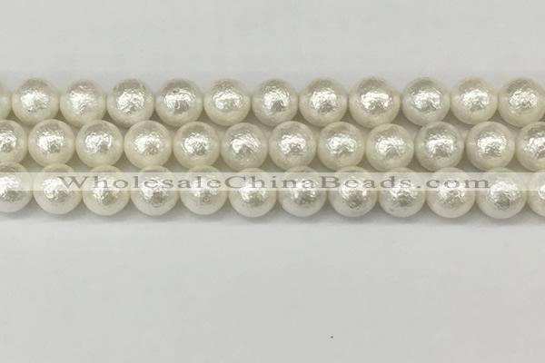 CSB2203 15.5 inches 10mm round wrinkled shell pearl beads wholesale