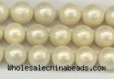 CSB2210 15.5 inches 4mm round wrinkled shell pearl beads wholesale