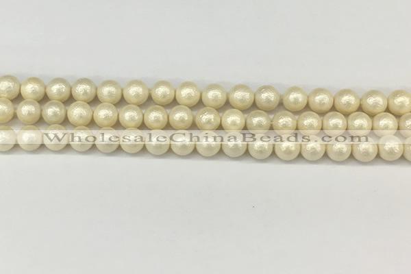 CSB2211 15.5 inches 6mm round wrinkled shell pearl beads wholesale