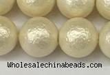 CSB2214 15.5 inches 12mm round wrinkled shell pearl beads wholesale